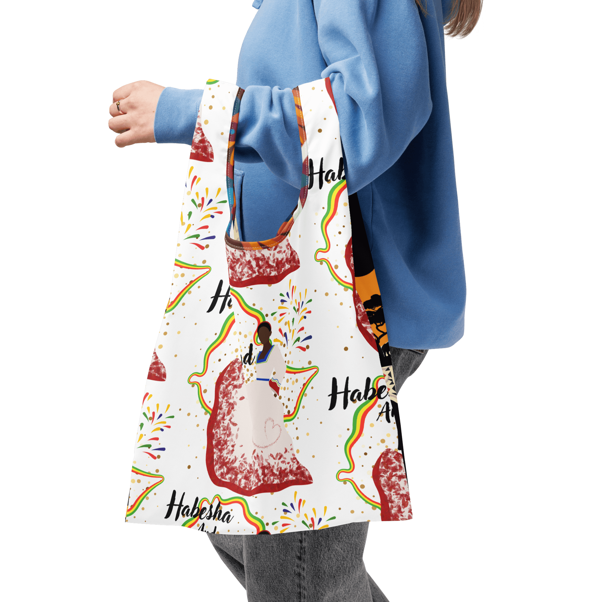 Habesha and Proud Double Sided Women's Shopping bag 6 all-over-print-shopping-bag-white-front-69090fb6a409c png