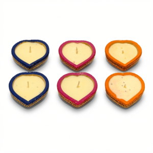 Indian Heart Diya Candles — on a clean white ecommerce background